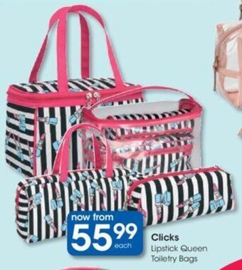 Clicks+ Lipstick Queen Toiletry Bags