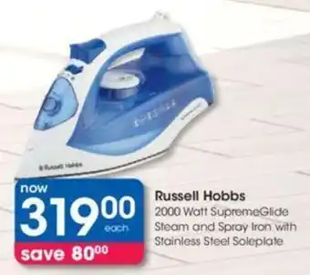 Russell Hobbs 2000 watt Supreme Glide Steam and Spray Iron with Stainless Steel Soleplate