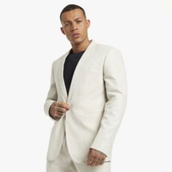 Mkm stone smart slim linen blend suit jacket