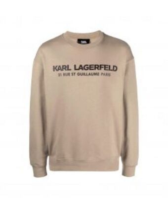 Faux leather karl logo sweatshirt – beige