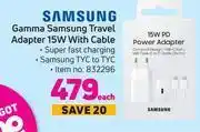 Game Samsung gamma travel adapter 15w with cable-each offer