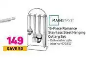 Game Mainstays 16 piece romance stainless steel hanging cutlery set offer