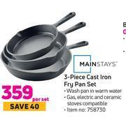 Game Mainstays 3 piece cast iron fry pan set-per set offer