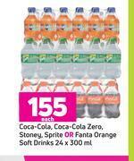 Game Coca cola, coca cola zero, stoney, sprite or fanta orange soft drinks-24 x 300ml each offer