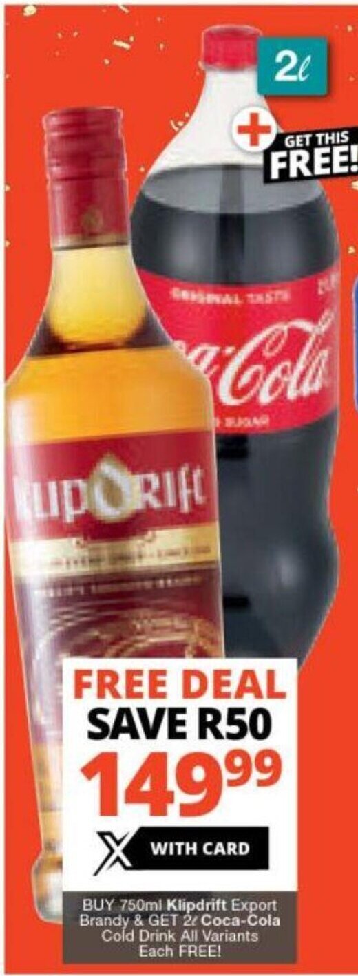 Klipdrift Export Brandy 750 ml offer at Checkers Liquor Shop
