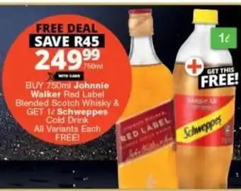 Checkers Liquor Shop Johnnie Walker Red Label Blended Scotch Whisky 750 ml offer