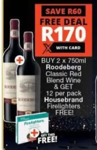 Checkers Liquor Shop Roodeberg Classic Red Blend Wine 2 x 750 ml offer