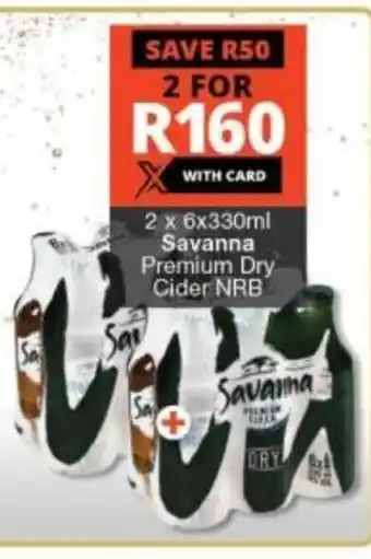 Checkers Liquor Shop Savanna Premium Dry Cider NRB 2 x 6x330 ml offer