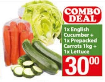 Check Save 1 x English Cucumber + 1 x Prepacked Carrots 1kg + 1 x Lettuce offer