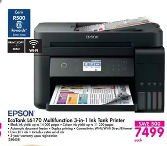 Makro Epson - EcoTank L6170 Multifunction 3-in-1 Tank Printer - 350458 offer