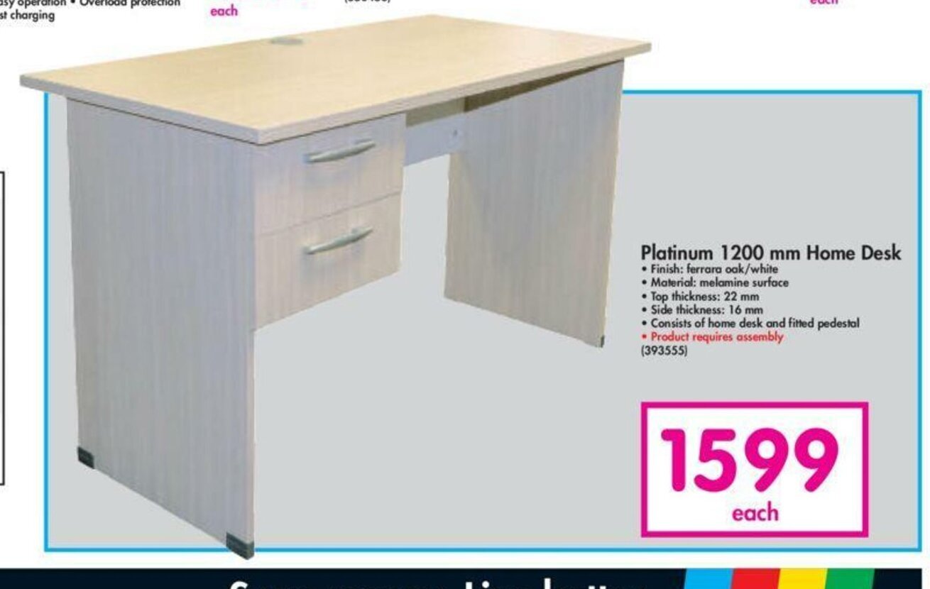 Platinum 1200 mm Home Desk 393555 offer at Makro