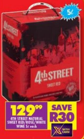 Shoprite Liquor 4th Street Natural Sweet Red / Rosé / White Wine 5L offer