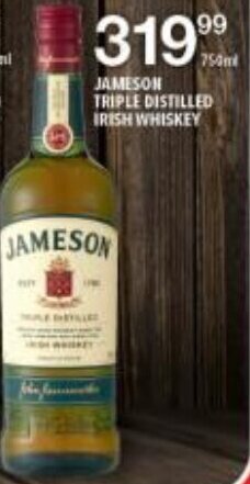 Shoprite Liquor Jameson Triple Distilled Irish Whiskey 750ml offer