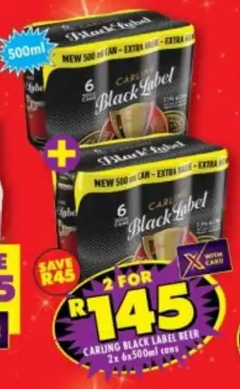 Shoprite Liquor Carling Black Label Beer  2 x 6 x 500ml offer