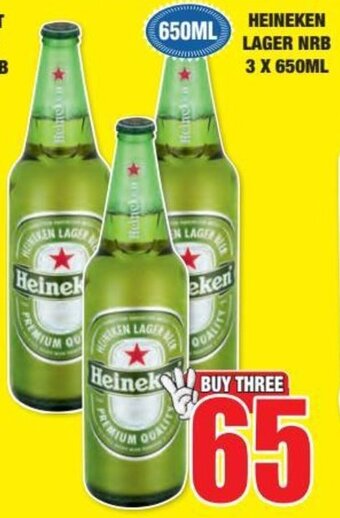 Boxer Liquors Heineken Lager NRB 3 x 650ml offer