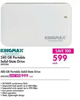 Makro Kingmax - 240GB Portable Solid-State Drive - 402284 offer