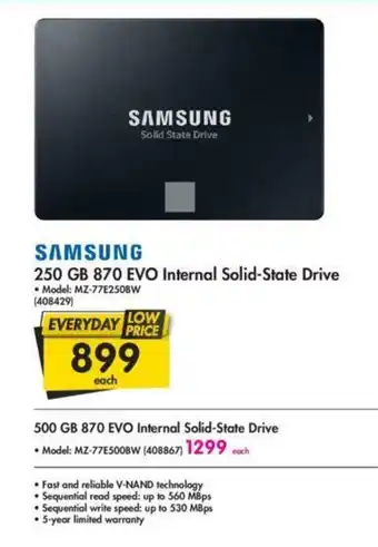 Makro Samsung - 250GB 870 EVO Internal Solid-State Drive - 408429 offer