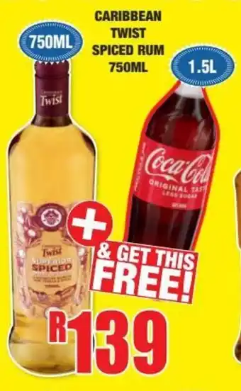 Caribbean Twist Spiced Rum 750ml + Coca-Cola 1.5L