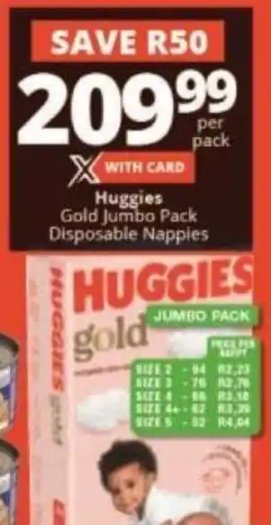 Checkers Huggies Gold Jumbo Pack Disposable Nappies offer