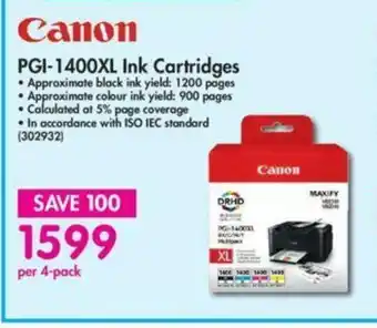 Canon - PGI-1400XL Ink Cartridges per 4 pack - 302932