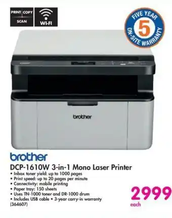 Makro Brother - DCP-1610W 3-in-1 Mono Laser Printer  - 364607 offer