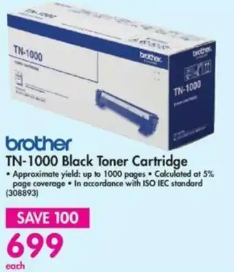 Makro Brother - TN-1000 Black Toner Cartridge - 308893 offer