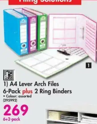 Makro A4 Lever Arch Files 6-Pack plus 2 Ring Binders offer