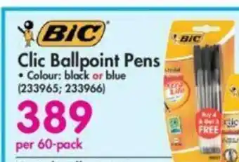 Makro BIC Clic Ballpoint Pens per 60pack offer