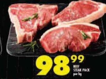 Shoprite Beef Steak Pack per kg offer