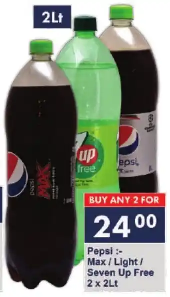 President Hyper Pepsi Max / Light / Seven Up Free 2 x 2 Lt offer