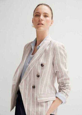 Woolworths Linen yarn dyed stripe double breasted blazer offer