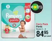 Dis-Chem Pampers carry pack pants sizes 3-6-per pack offer