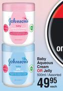 Dis-Chem Johnson's baby aqueous cream or jelly assorted 500ml- each offer
