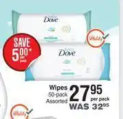 Dis-Chem Baby dove wipes 50 pack assorted-per pack offer