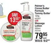 Palmer's cocoa butter formula tummy butter 125g or massage lotion 250ml-each
