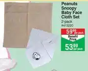 Dis-Chem Baby city peanuts snoopy baby face cloth set 2 pack-per pack offer