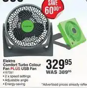 Dis-Chem Elektra comfort turbo colour fan plus usb fan offer