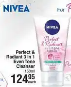 Dis-Chem Nivea perfect & radiant 3 in 1 even tone cleanser-150ml each offer