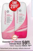 Gyna guard essential or ultimate intimate wash assorted-140ml each