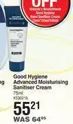 Dis-Chem Nature's nourishment good hygiene advanced moisturising sanitiser cream-75ml offer