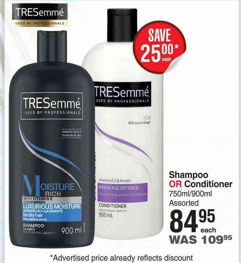 Tresemme shampoo or conditioner assorted-750ml/900ml each offer at Dis-Chem