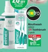 Dis-Chem Elmex mouthwash 400ml or toothbrush 2 pack-per pack offer