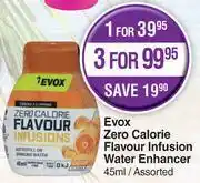 Dis-Chem Evox zero calorie flavour infusion water enhancer assorted-for 1 x 45ml offer
