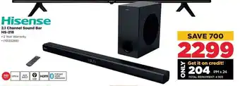 HiFi Corp Hisense 2.1 Channel Sound Bar HS-218 offer