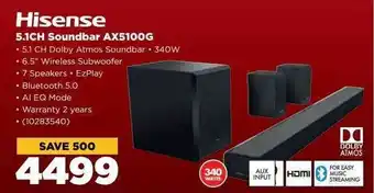 HiFi Corp Hisense 5.1CH Soundbar AX5100G offer