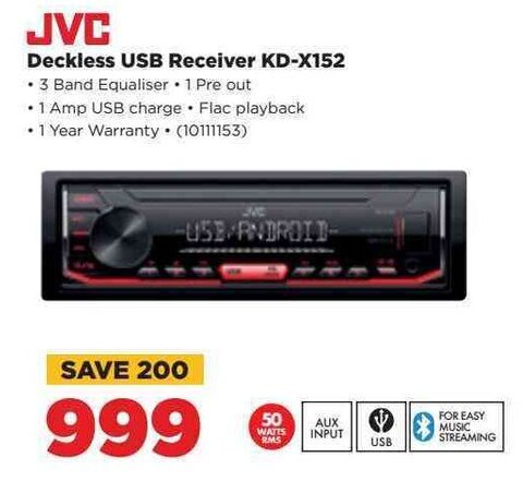 JVC Deckless USB REceiver KD-X152 offer at HiFi Corp