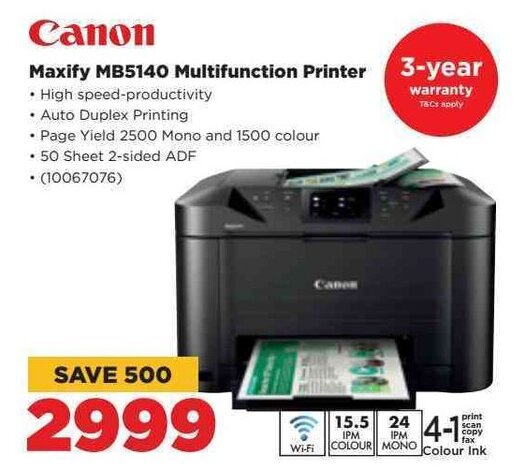 Canon Maxify MB5140 Multifunction Printer offer at HiFi Corp