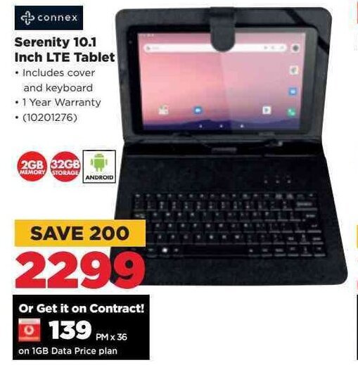 Connex Serenity 10.1inch LTE Tablet offer at HiFi Corp