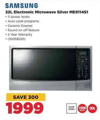 HiFi Corp Samsung 32L Electronic Microwave Silver ME911451 offer