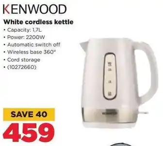 HiFi Corp Kenwood White Cordless Kettle offer